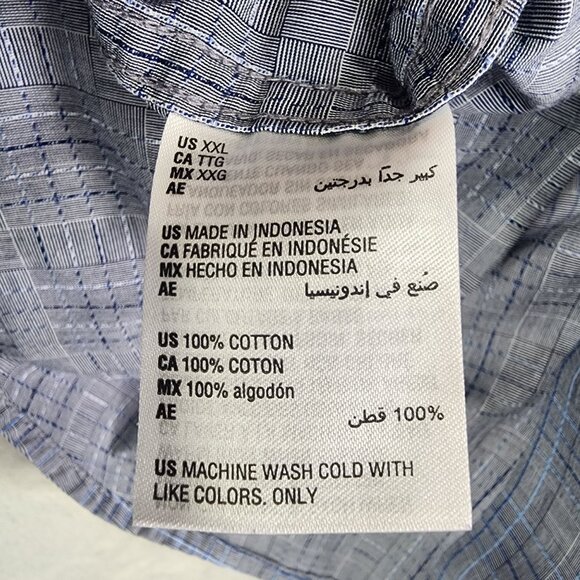 Men's Tasso Elba Shirt Blue & Gray Plaid Long Sleeve Button-Down Size XXL - Picture 6 of 10